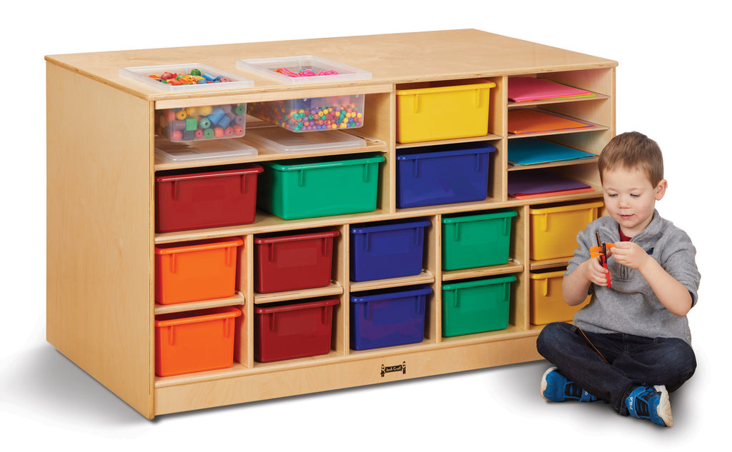 Mobile Twin Storage Island by Jonti-Craft® - Clear, Colored or No Trays