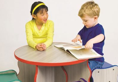 Playscapes Friends Table & 4 Chair Set - Multi-Colored Chairs & 3 Table Finish Options