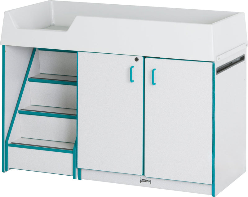 Jonti Craft F Teal / Left Rainbow Accents® Diaper Changer with Stairs