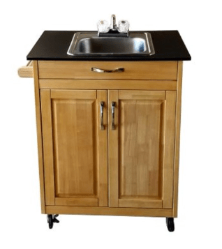 Monsam Adult Height Sinks Monsam PSW-009S Single Basin Portable Sink with Wood Cabinet