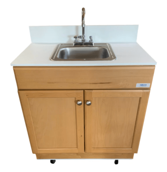 Monsam PSW-007M_M+B Monsam PSW-007M Portable Sink - White, Gray or Maple Cabinet 38" H