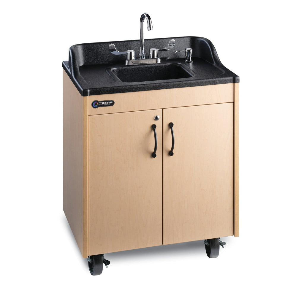 Ozark River Ozark River Lil' Premier CHSTM-AB-AB1N Portable Child Height Sink-Maple w/ Black or Stainless Steel Basin