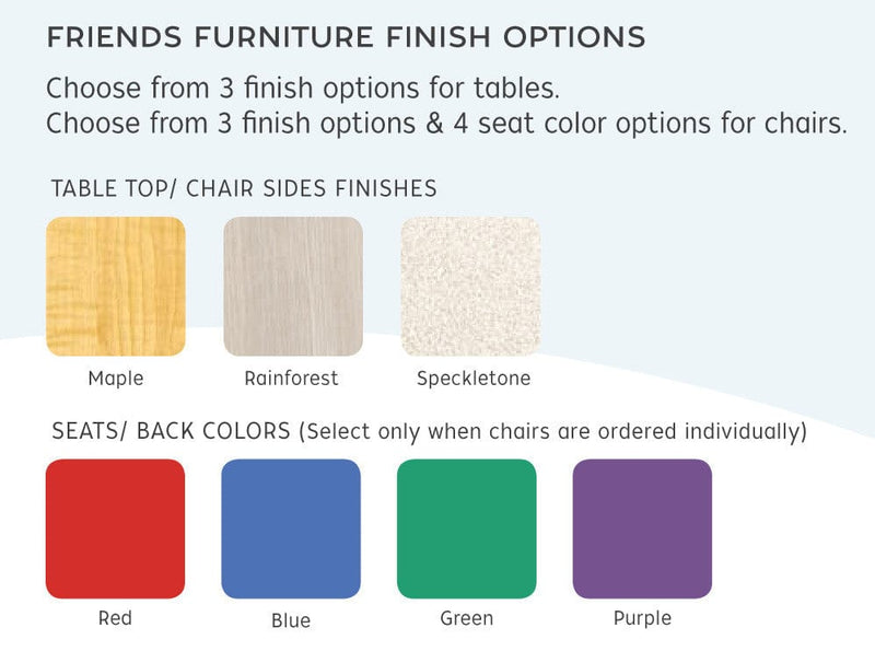 Playscapes 25RST000 FRIENDS TABLE & 4 CHAIRS, 1 EA. COLOR, SPECKLETONE FINISH