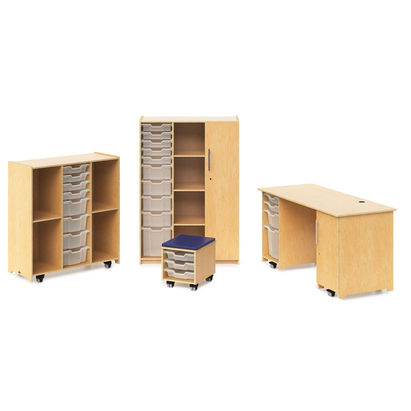 Whitney Brothers Storage trays Teachers Rolling Stool With Trays