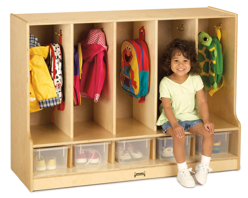 Jonti-Craft® Toddler 5 Section Coat Locker with Step
