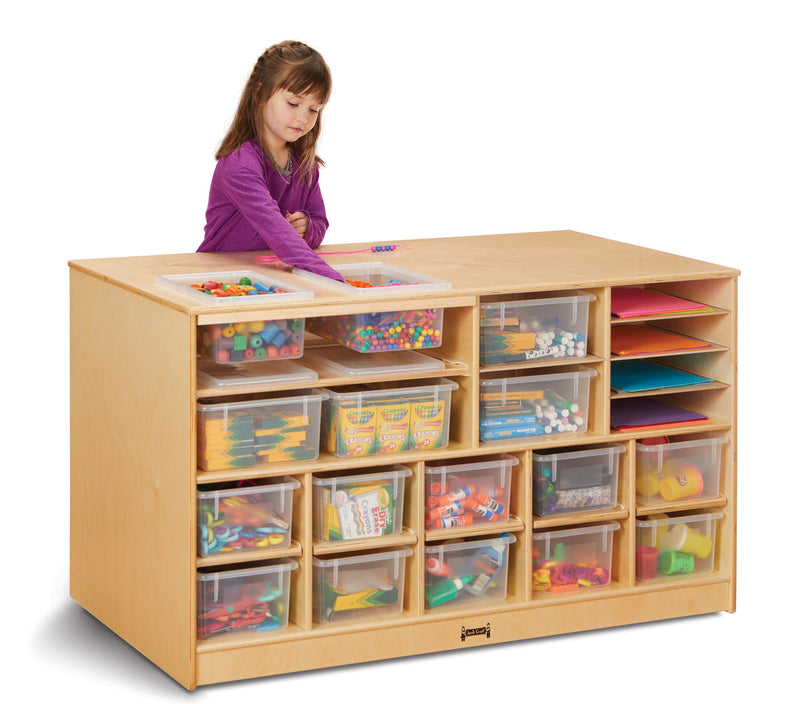 Mobile Twin Storage Island by Jonti-Craft® - Clear, Colored or No Trays