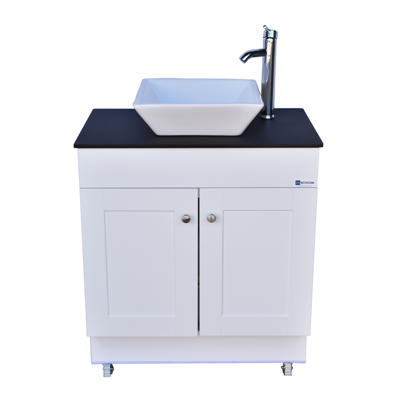 Monsam PSW-007M-SQ Portable Sink - White, Gray or Maple Cabinet 38" H