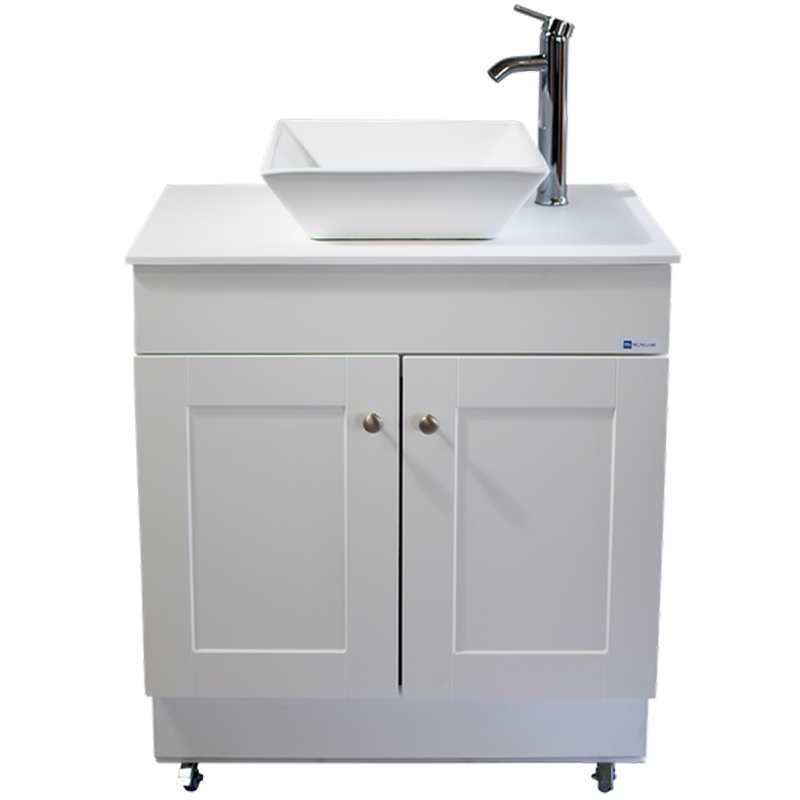 Monsam PSW-007M-SQ Portable Sink - White, Gray or Maple Cabinet 38" H