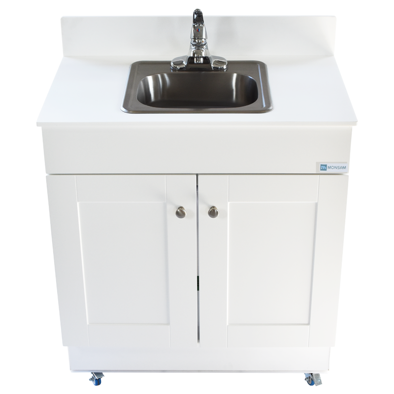 Monsam PSW-007M Portable Sink - White, Gray or Maple Cabinet 38" H