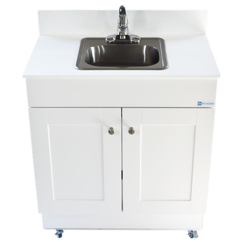 Monsam PSW-007M Portable Sink - White, Gray or Maple Cabinet 38" H