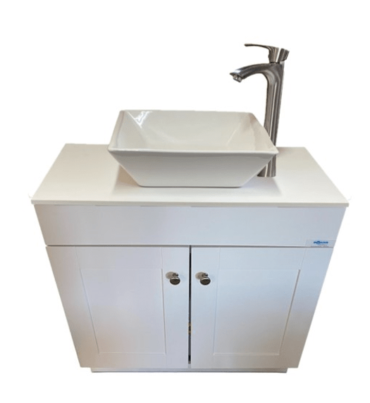Monsam PSW-007M-SQ_W+W Monsam PSW-007M-SQ Portable Sink - White, Gray or Maple Cabinet 38" H