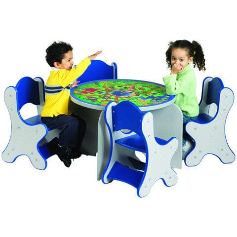 Playscapes 25RST005 SAFARI ADVENTURE TABLE & 4 BLUE CHAIRS - SPECKLETONE FINISH