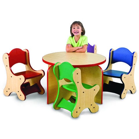 Playscapes 25RST012 FRIENDS TABLE & 4 CHAIRS, 1 EACH COLOR - MAPLE FINISH
