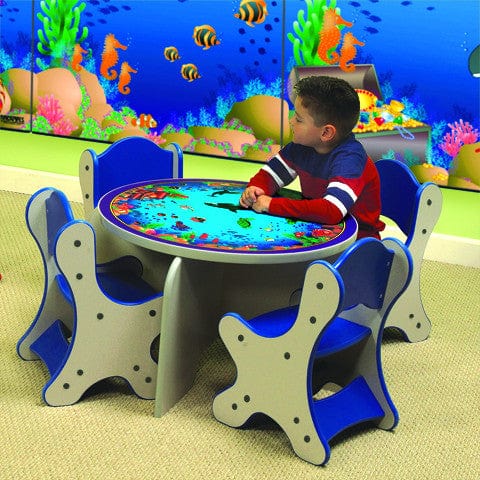 Playscapes F SEASCAPE FRIENDS TABLE & 4 BLUE CHAIRS - SPECKLETONE FINISH