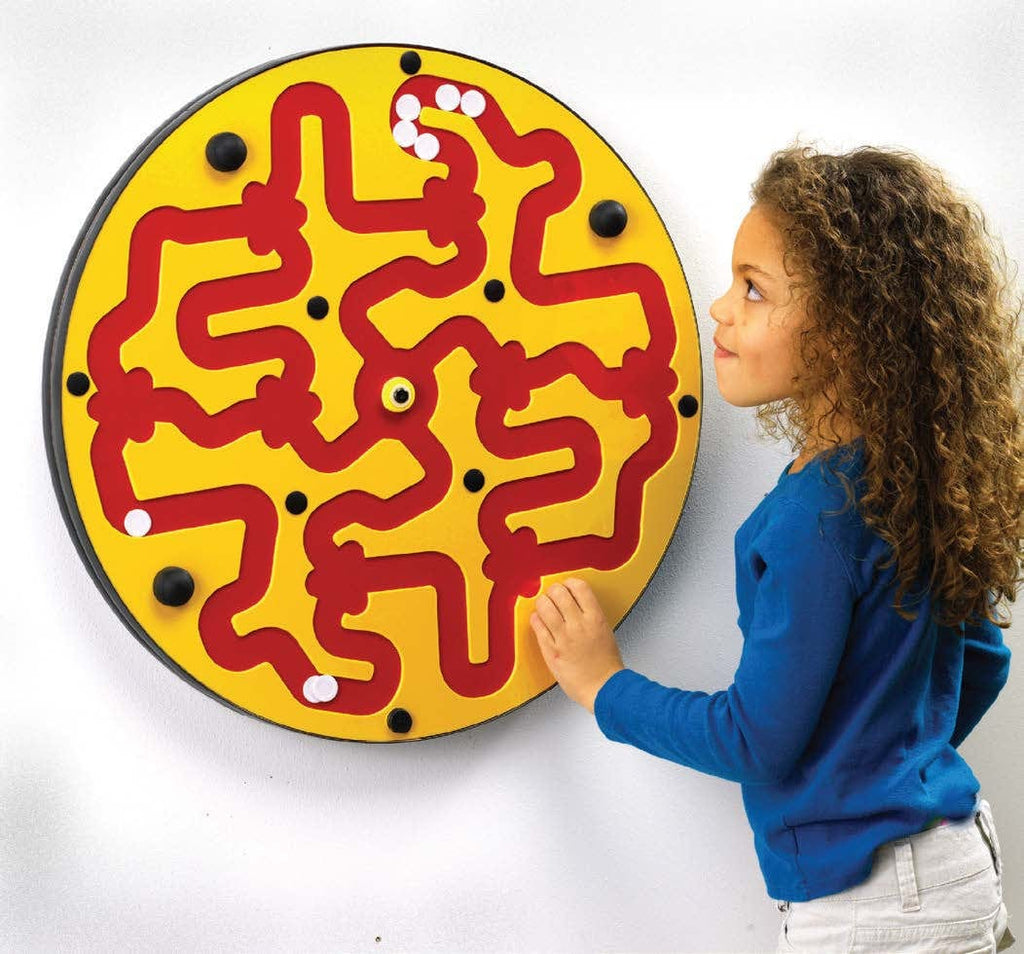 Playscapes Wall panel toys AMAZER WALL ACTIVITY - YELLOW ON RED