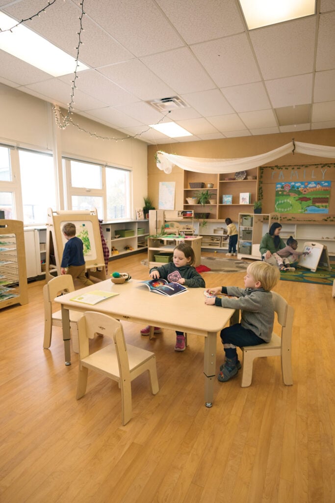 W B TR6 KD Seoras 47inx30in Birch Adjustable Activity Table Rectangle w 10in chairs kids scaled 1